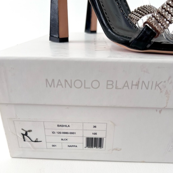 MANOLO BLAHNIK | Bashifa Black Leather Jewel Ankle Bracelet Strap Sandal US 6 - Picture 13 of 14
